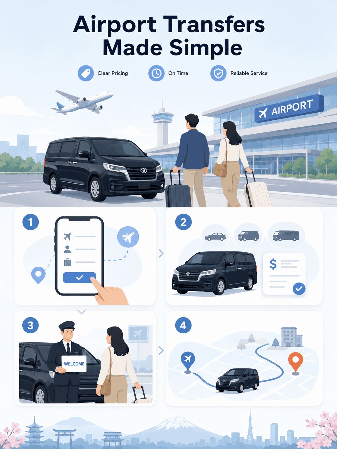 Airport to hotel transfer service in Japan